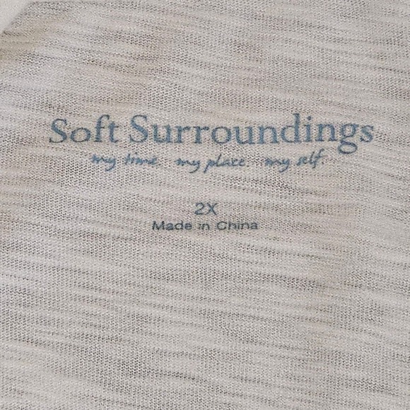 Soft Surroundings Petites Danielle Button Top Womens Sz 2X‎ Cream Sharkbite Hem - Picture 7 of 11